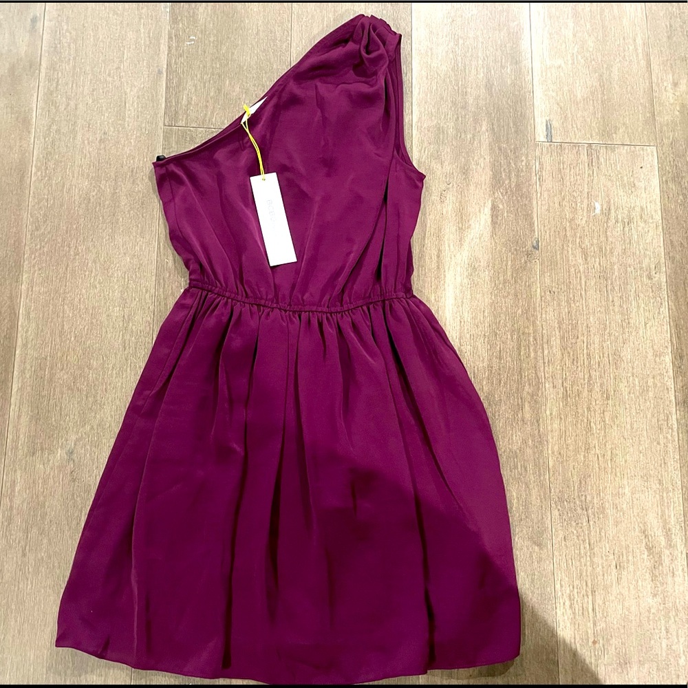 NWT BCBG Plum One shoulder dress XS